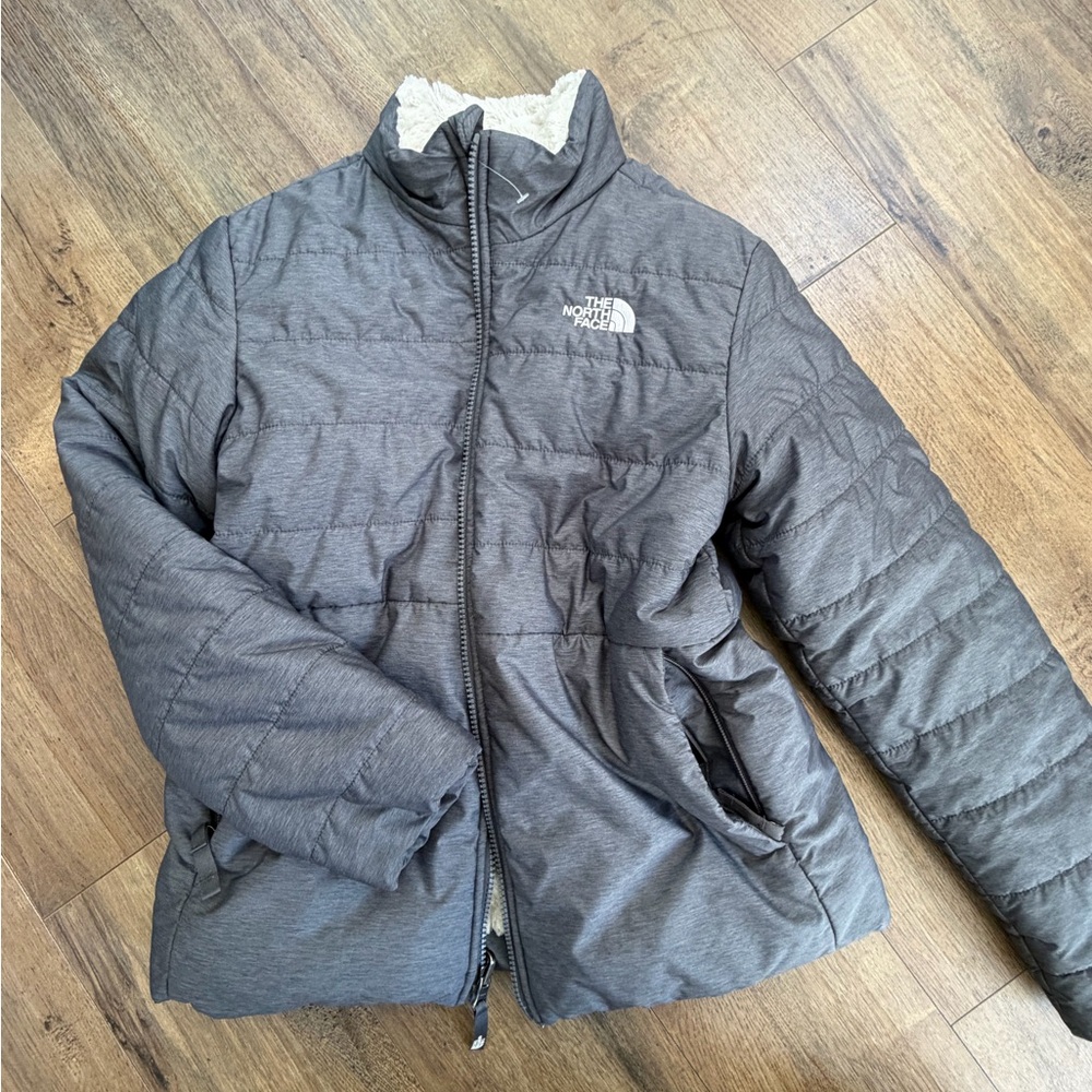 The North Face Heather Charcoal Quilted reversible Puffer Jacket